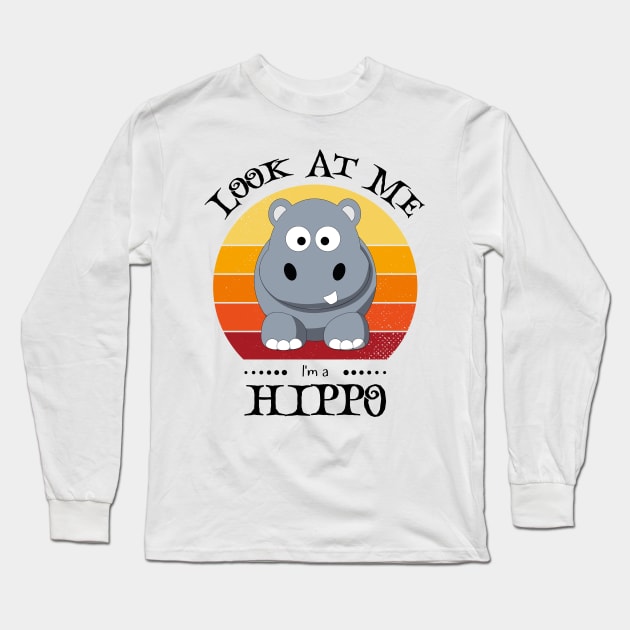 Funny Halloween Retro Vintage Hippo Long Sleeve T-Shirt by Art master